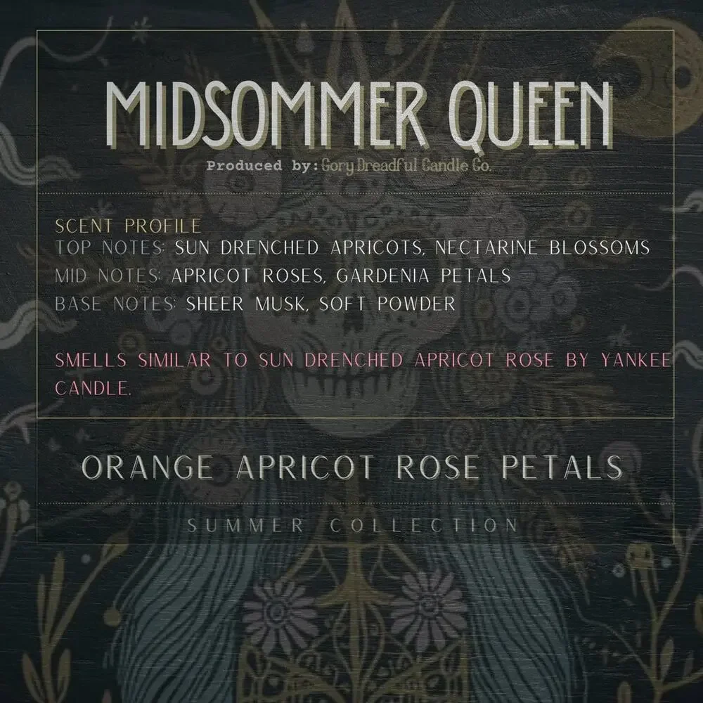 Midsomer Queen Luxury Wickless Candle: Orange Apricot & Rose Petals Scent